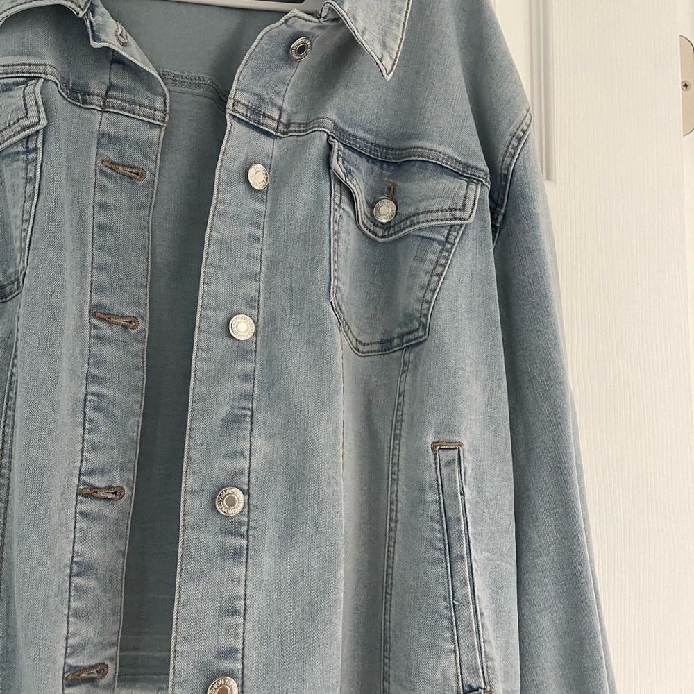 Fashion to Figure Light Blue Fringe Denim Trucker Jacket - Picture 8 of 8